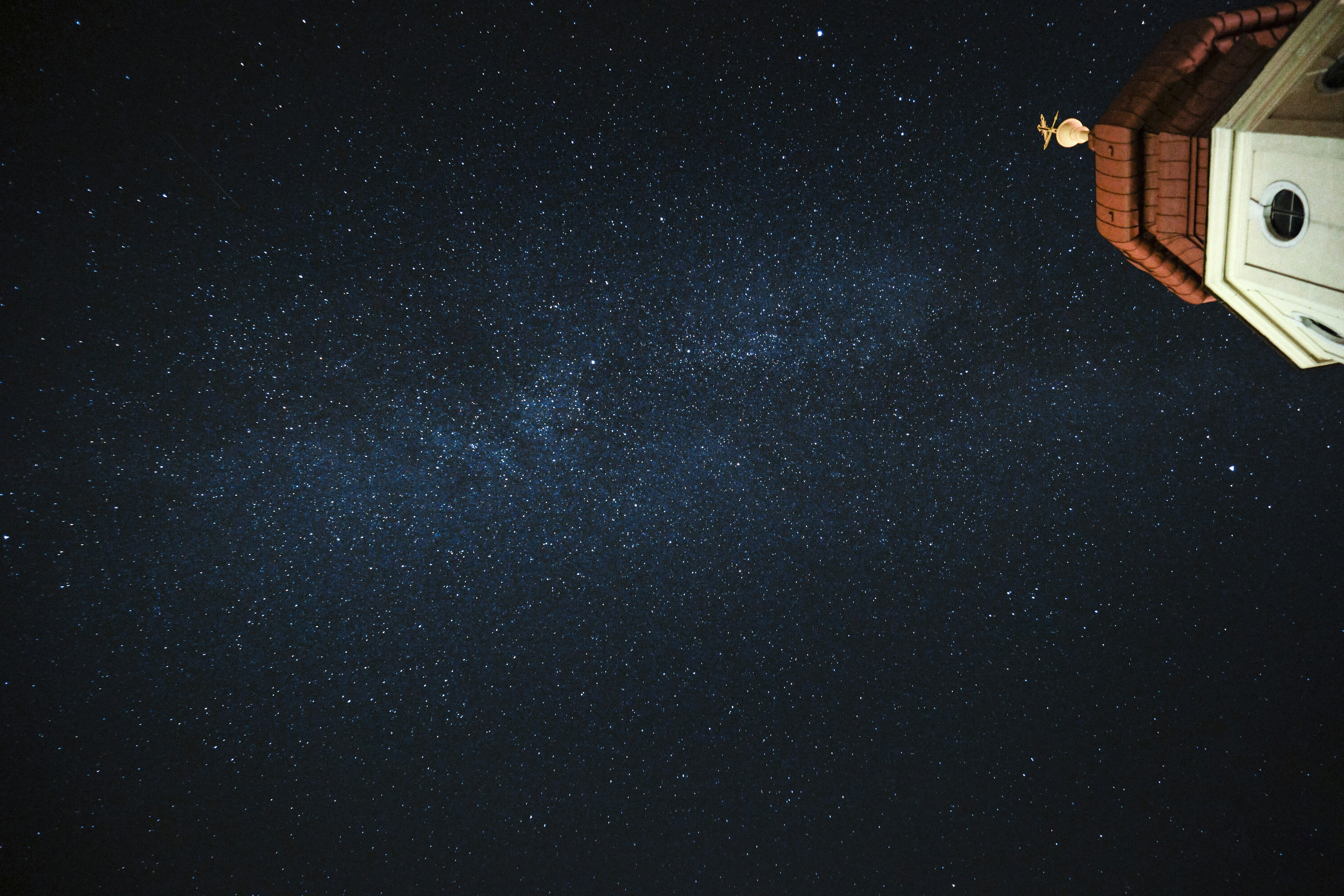 Starry Night Sky Above Building