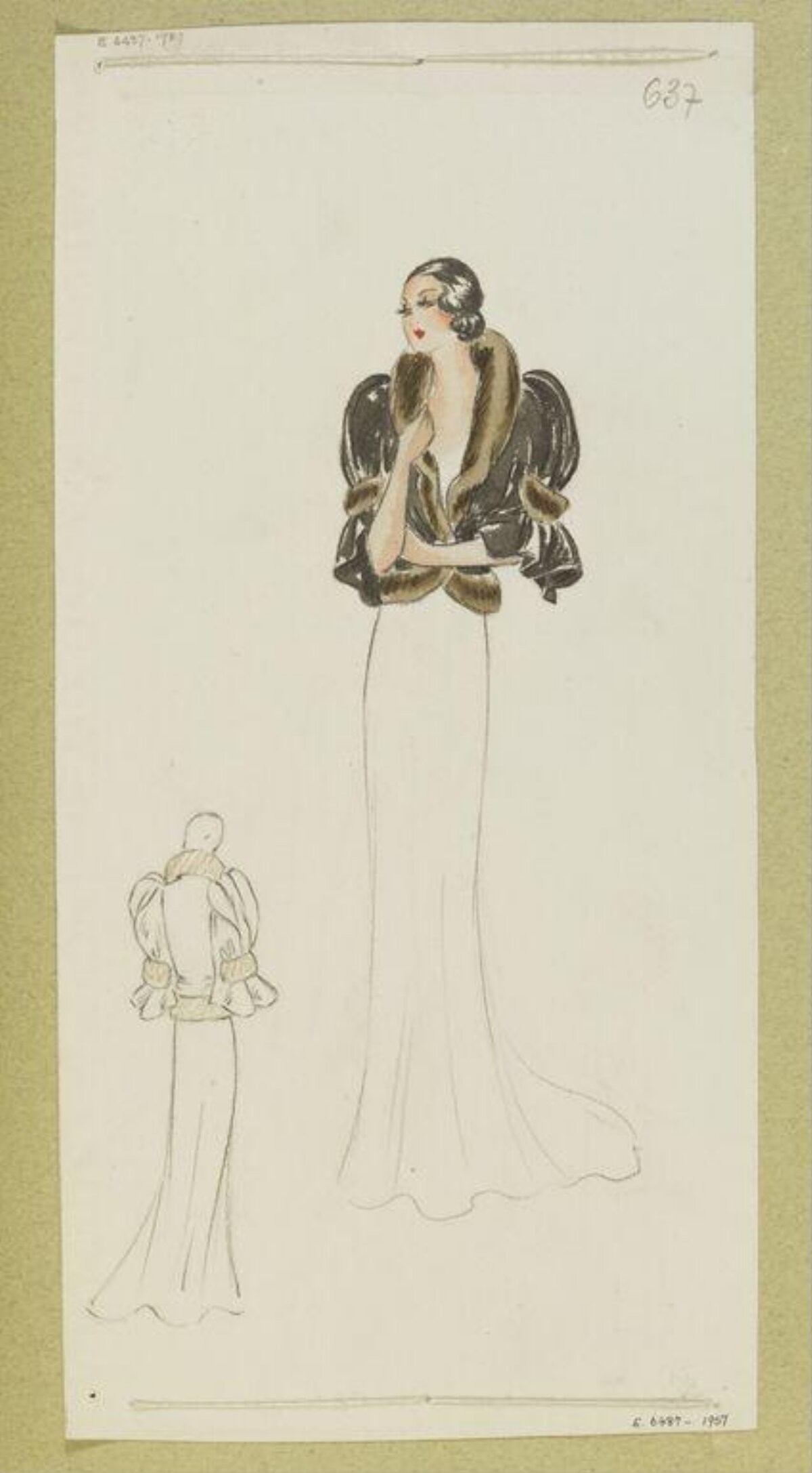 Vintage Evening Gown Fashion Sketch