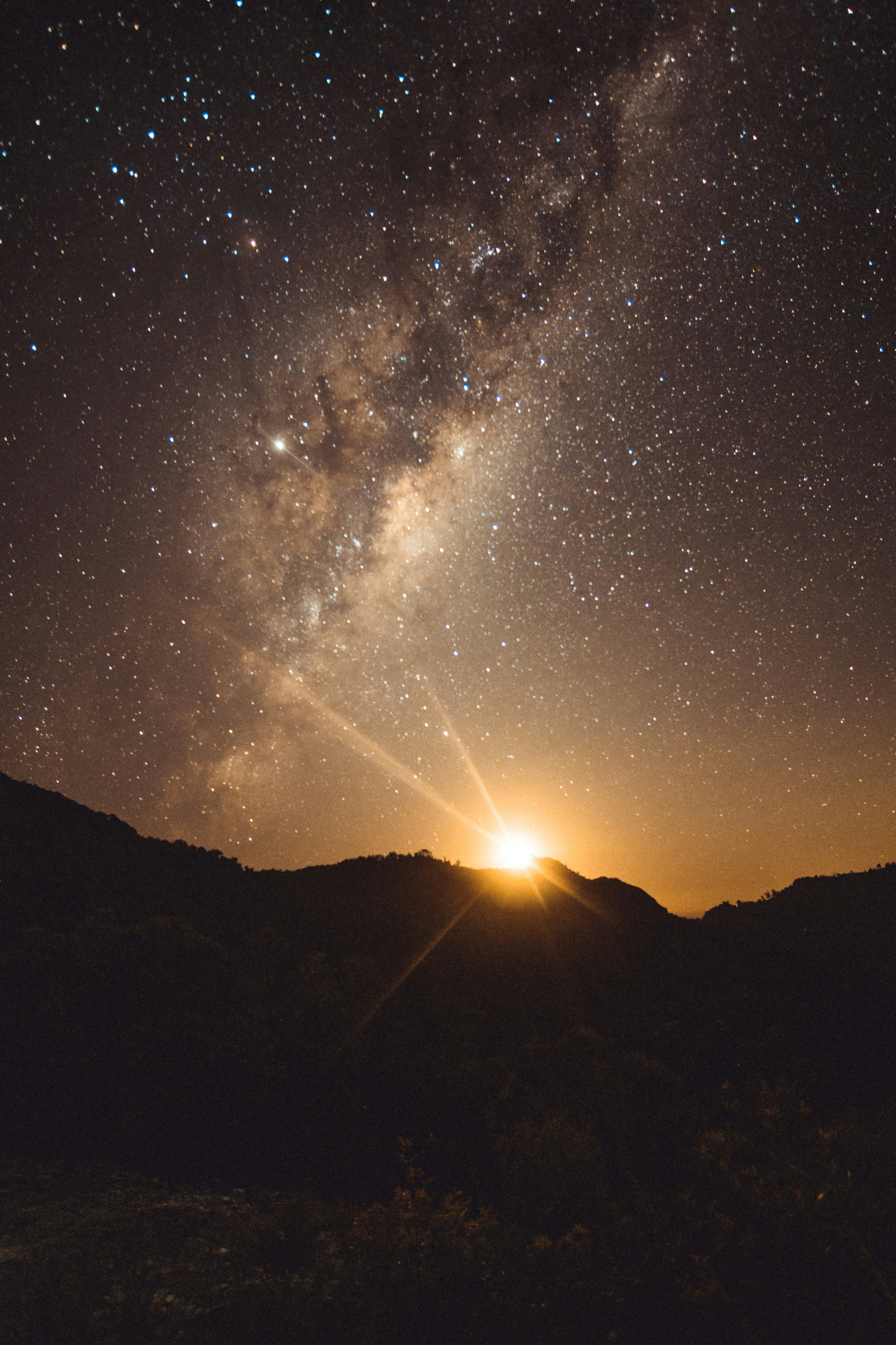 Night Sky With Milky Way Over Mountains