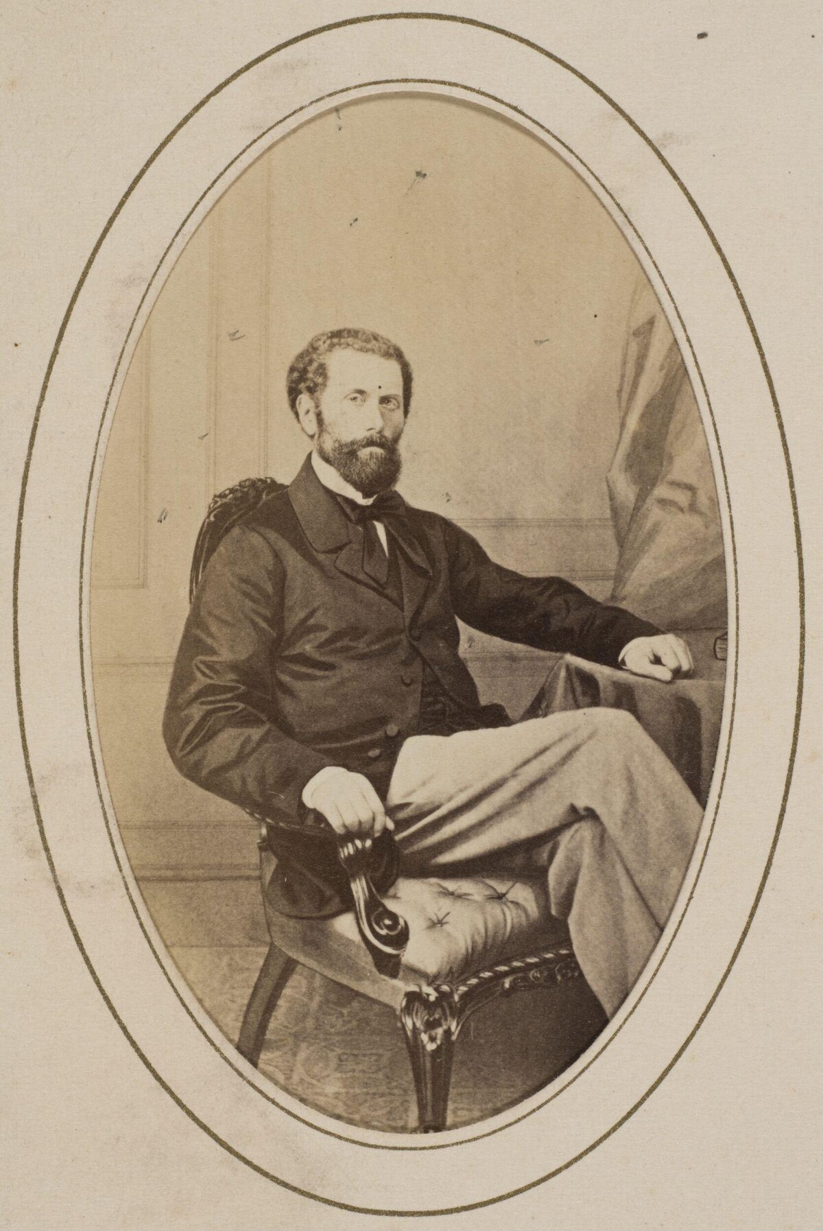 Vintage Oval Portrait of Seated Man