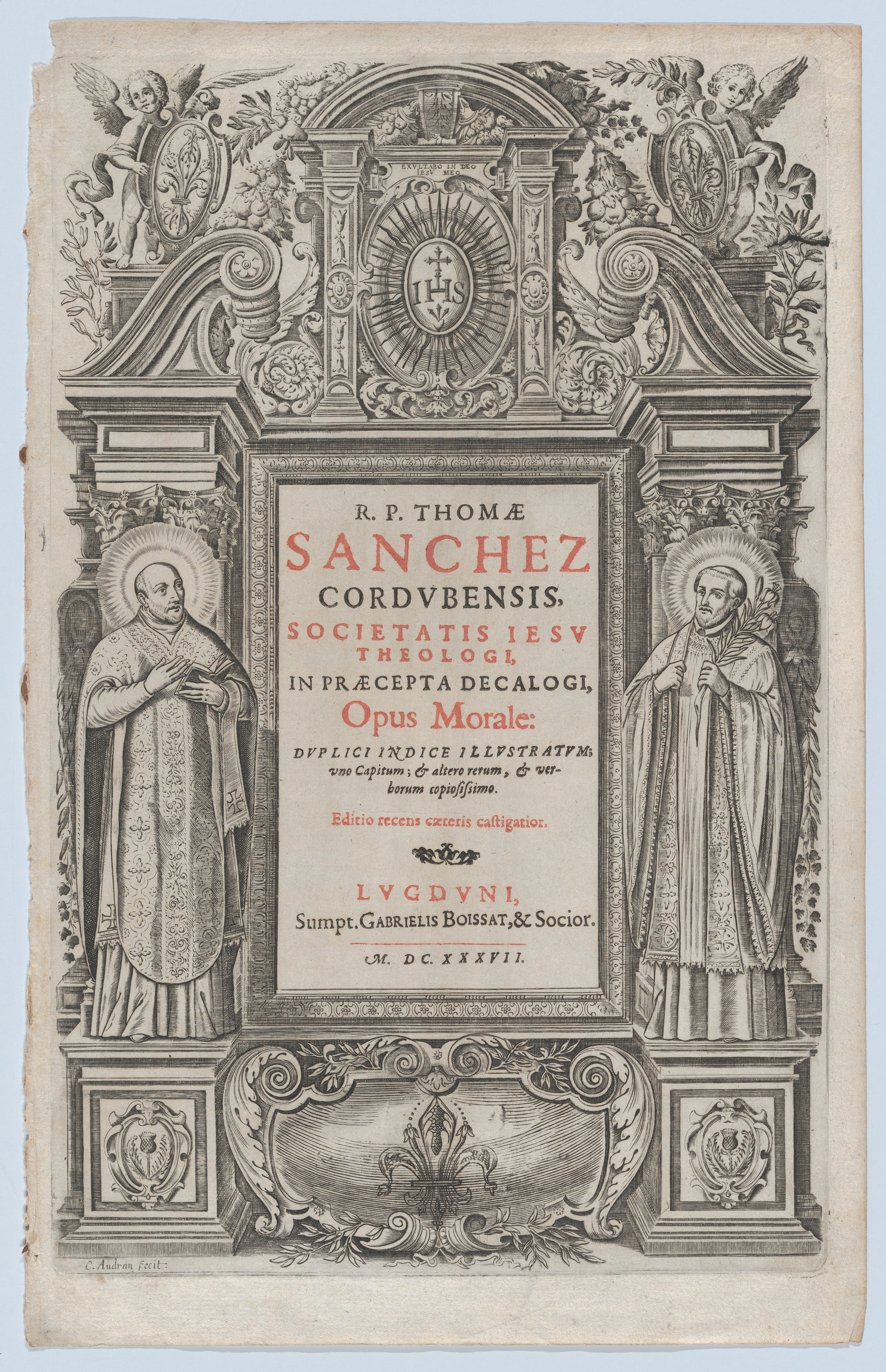 1637 Engraved Book Title Page