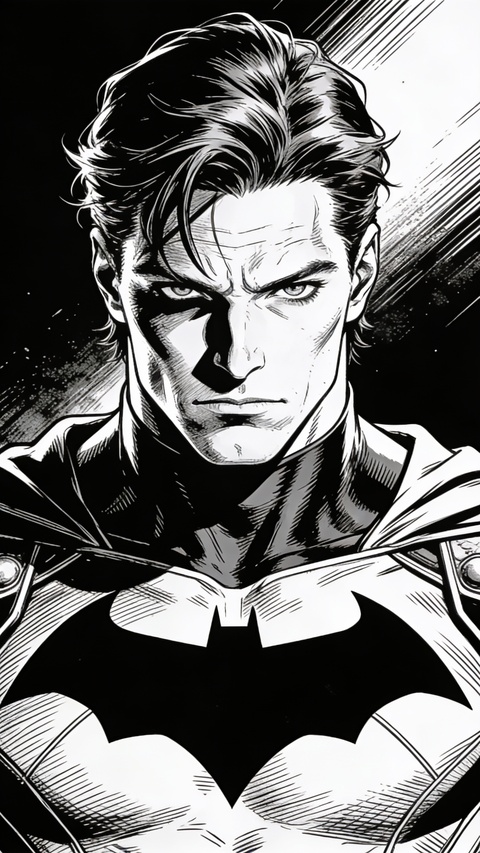Black and White Batman Comic Portrait