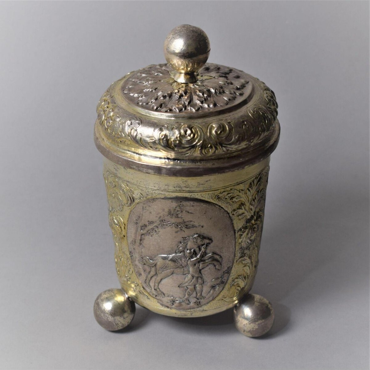 Antique Silver Gilt Lidded Tankard