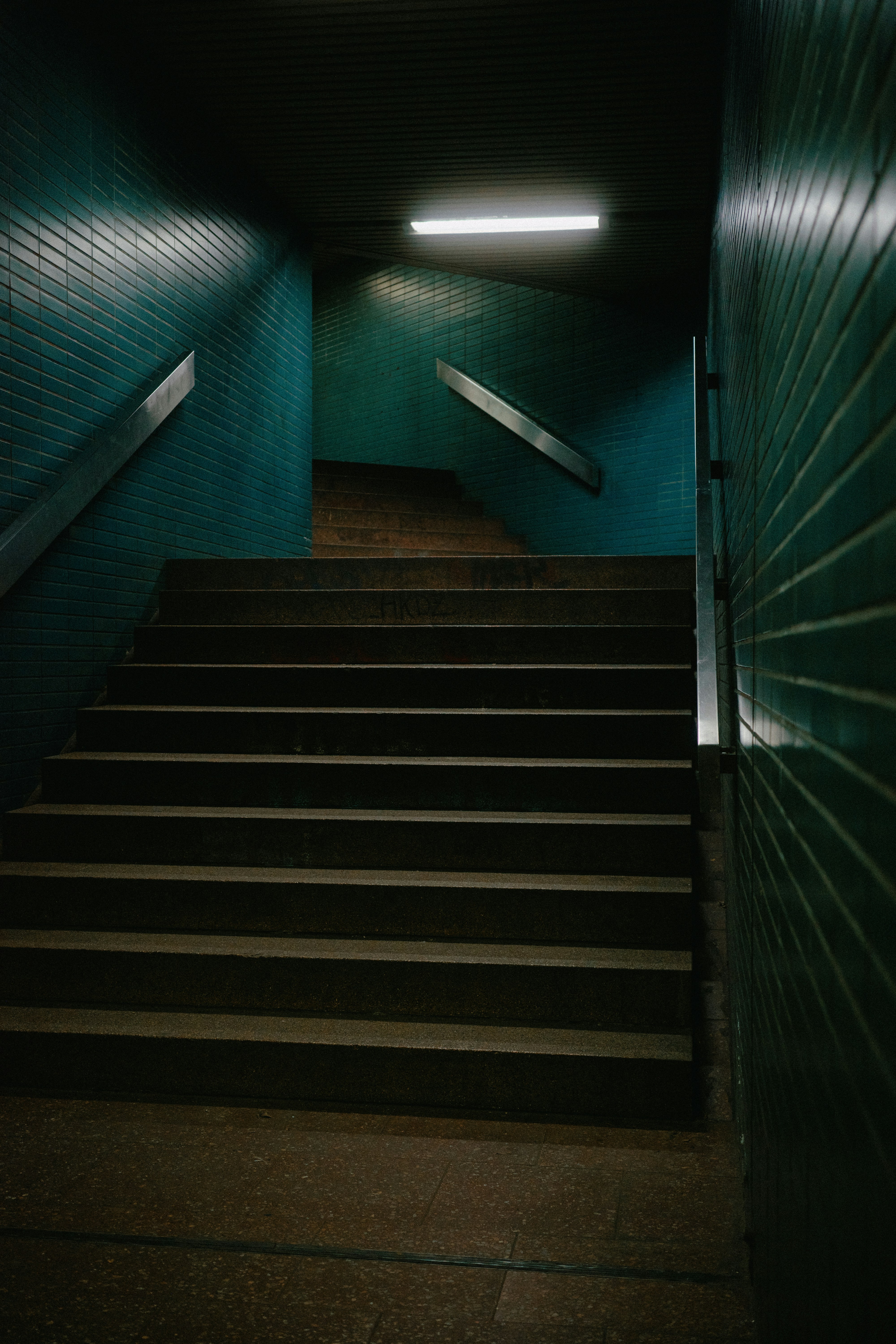 Dim Underground Stairwell