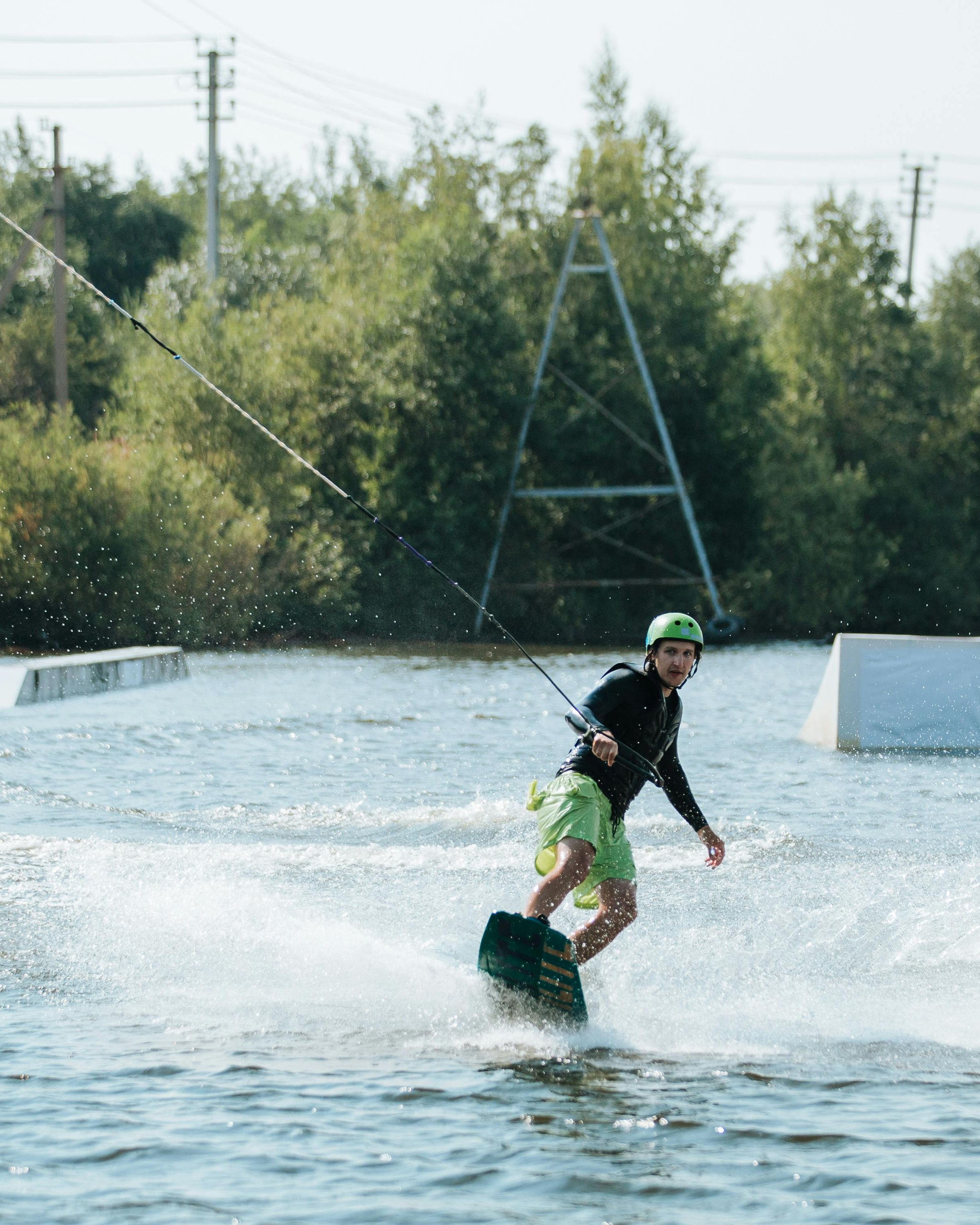 Man Wakeboarding at Cable Park