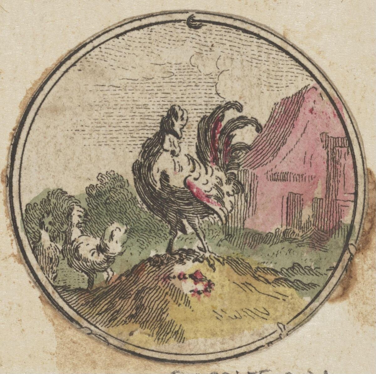 Vintage Circular Rooster Illustration