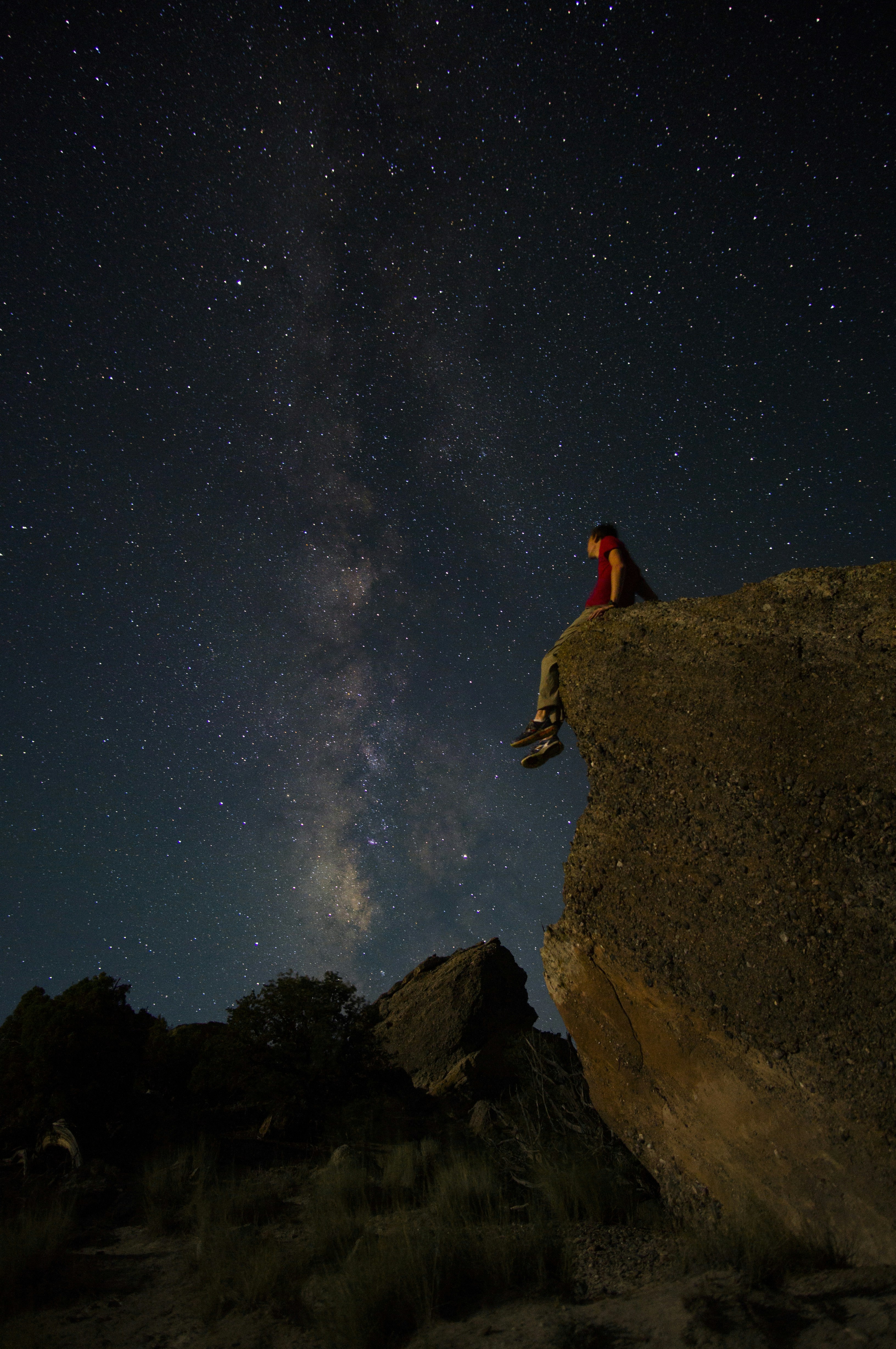 Watching Milky Way on Cliff at Night