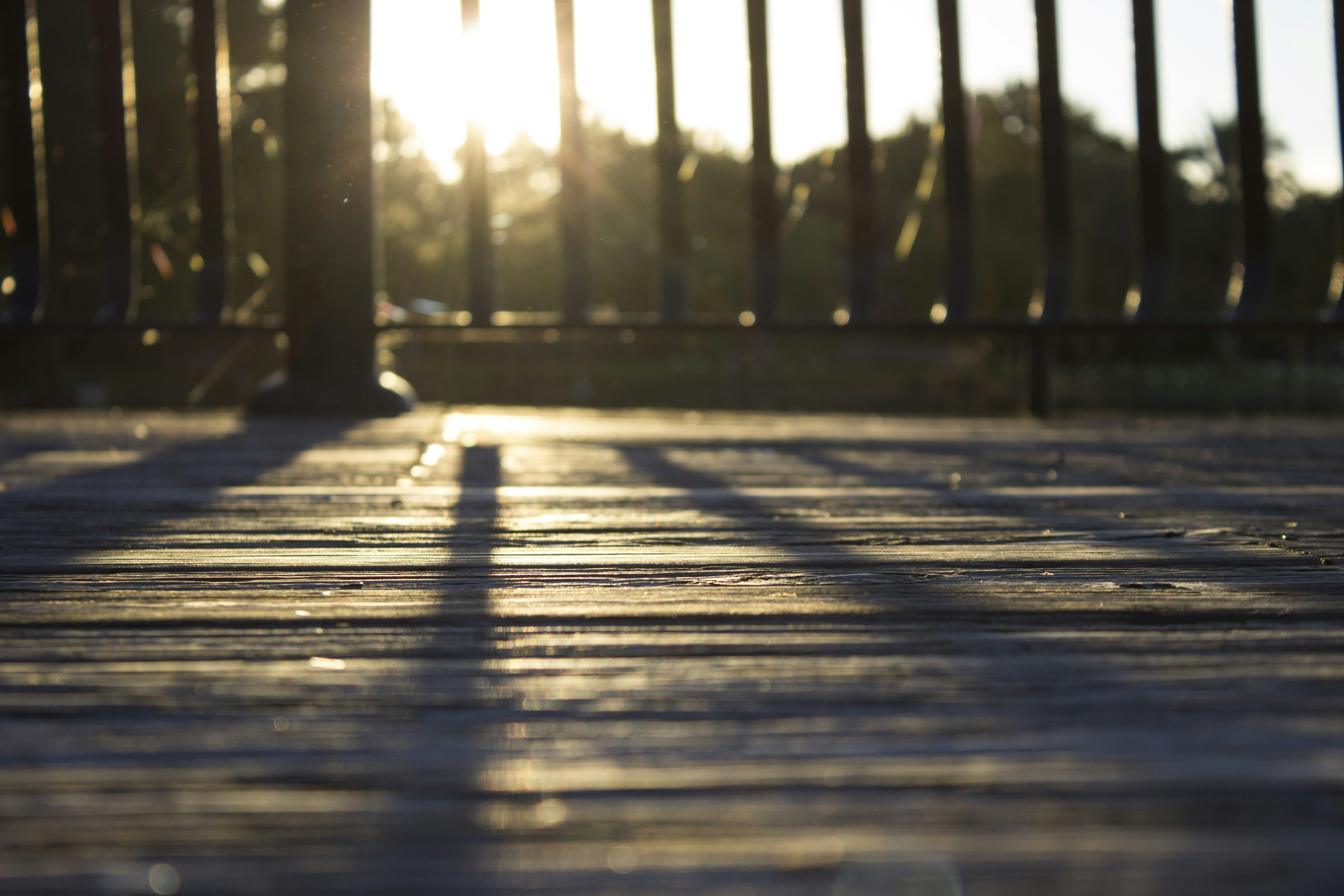 Golden Sunlight on Wooden Deck