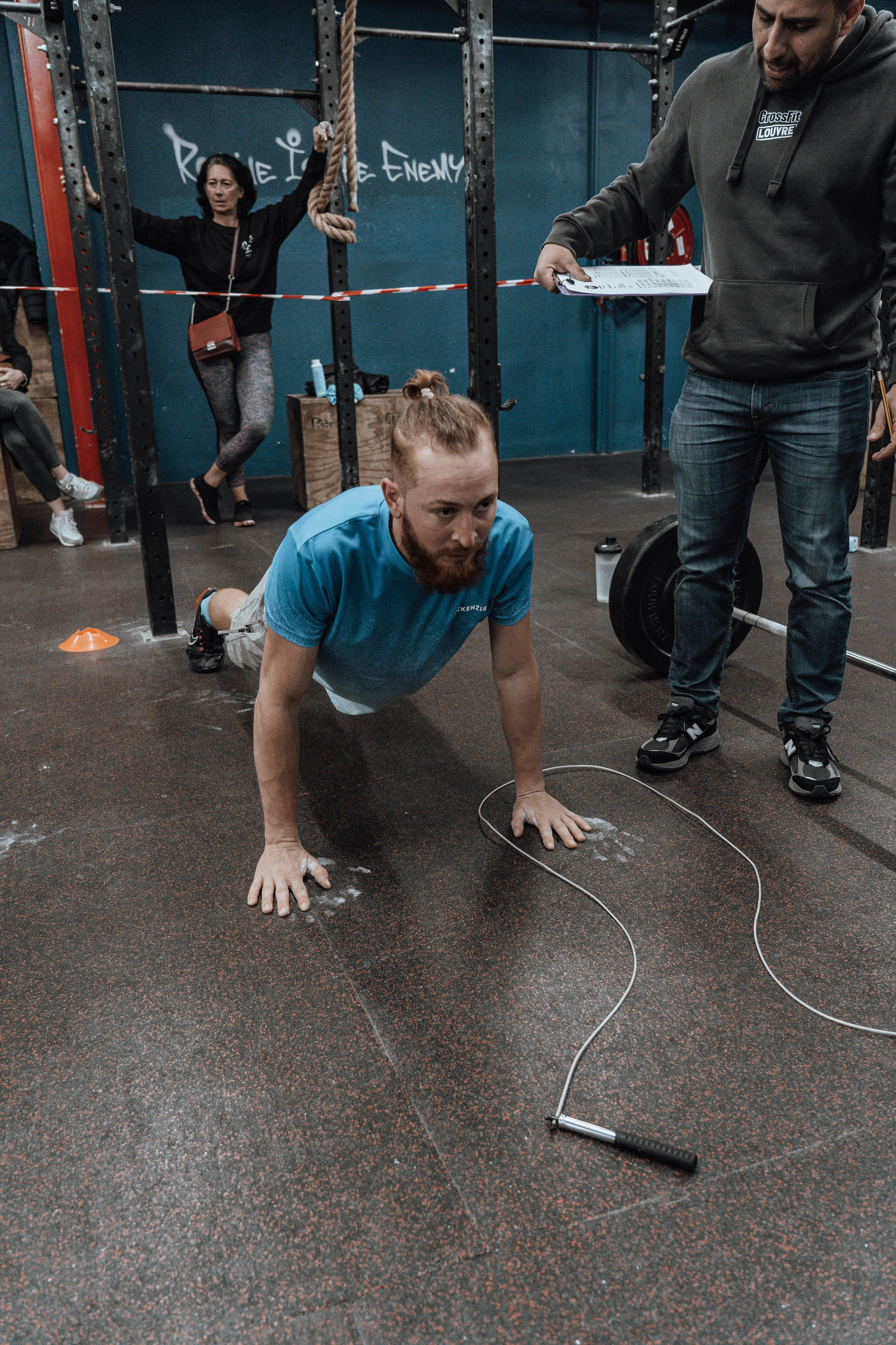 Athlete Doing Pushups at CrossFit Event