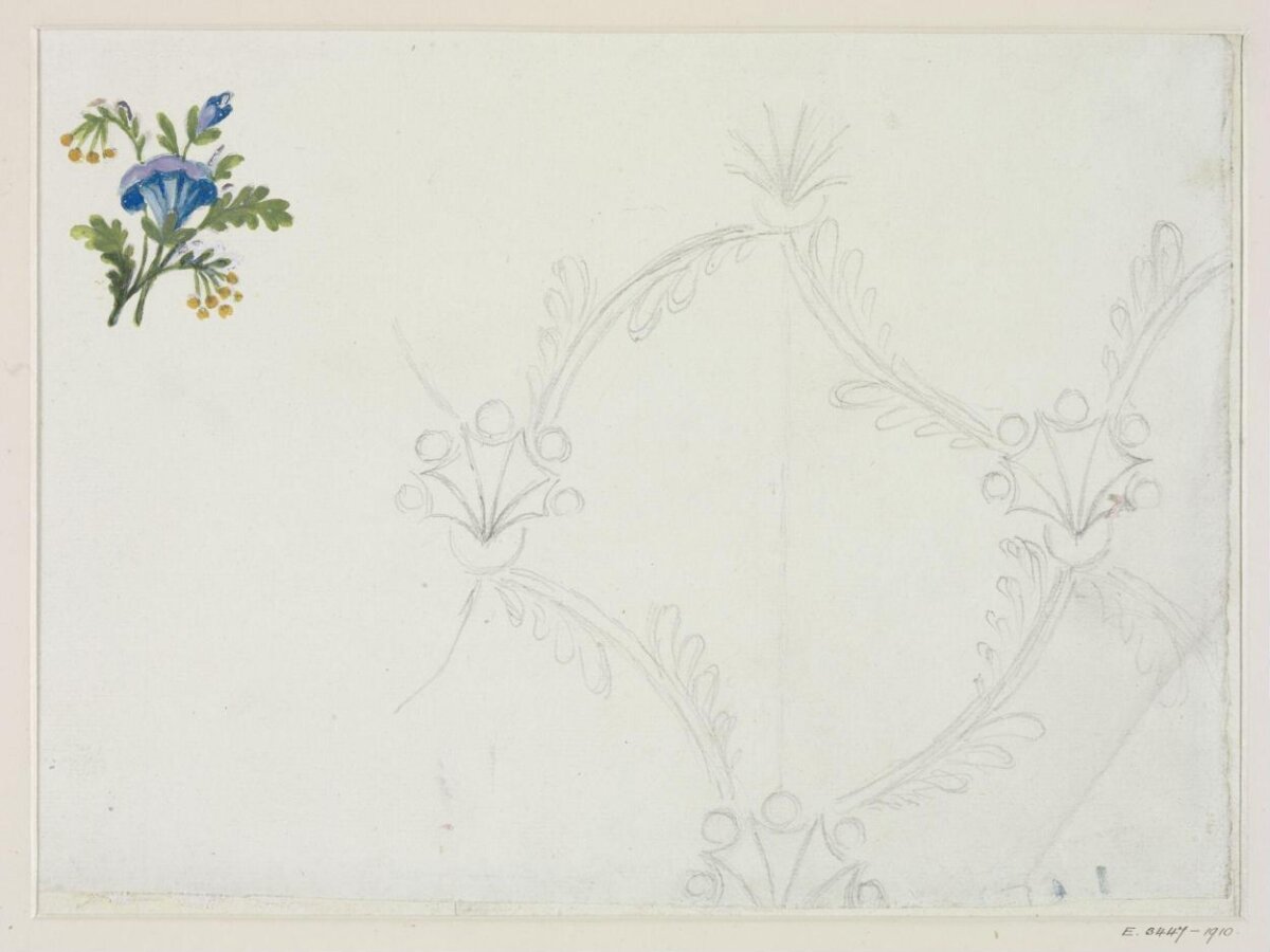Decorative Design Sketch with Flower Study