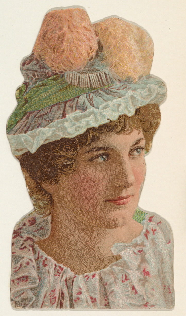 Vintage Die-Cut Portrait of Woman in Hat