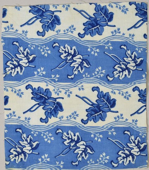 Blue and White Leaf Pattern Fabric