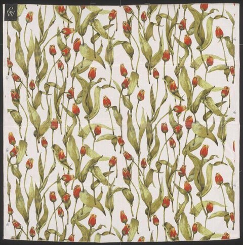 Watercolor Red Tulip Pattern