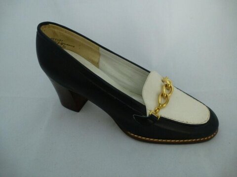 Black and White Heeled Loafer