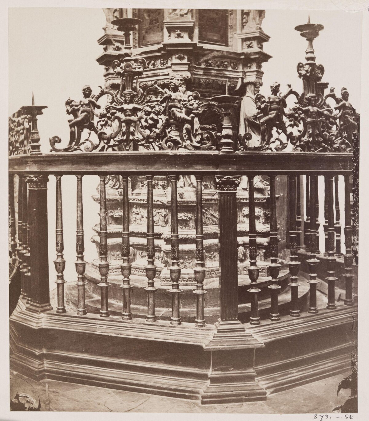Vintage Ornate Carved Wood Church Railing