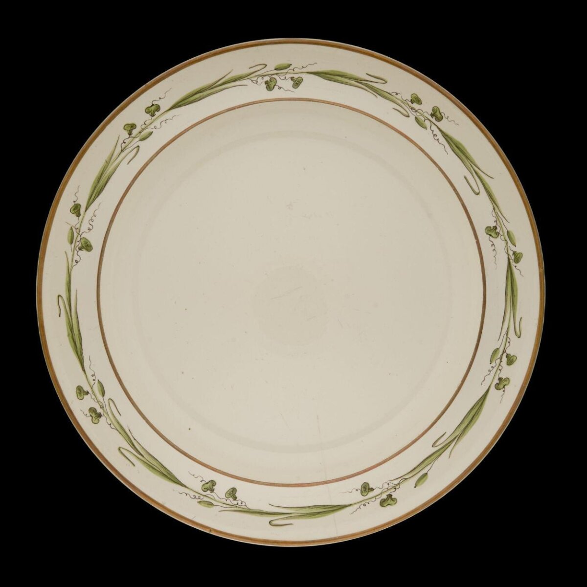 Hand-painted Green Floral Ceramic Plate