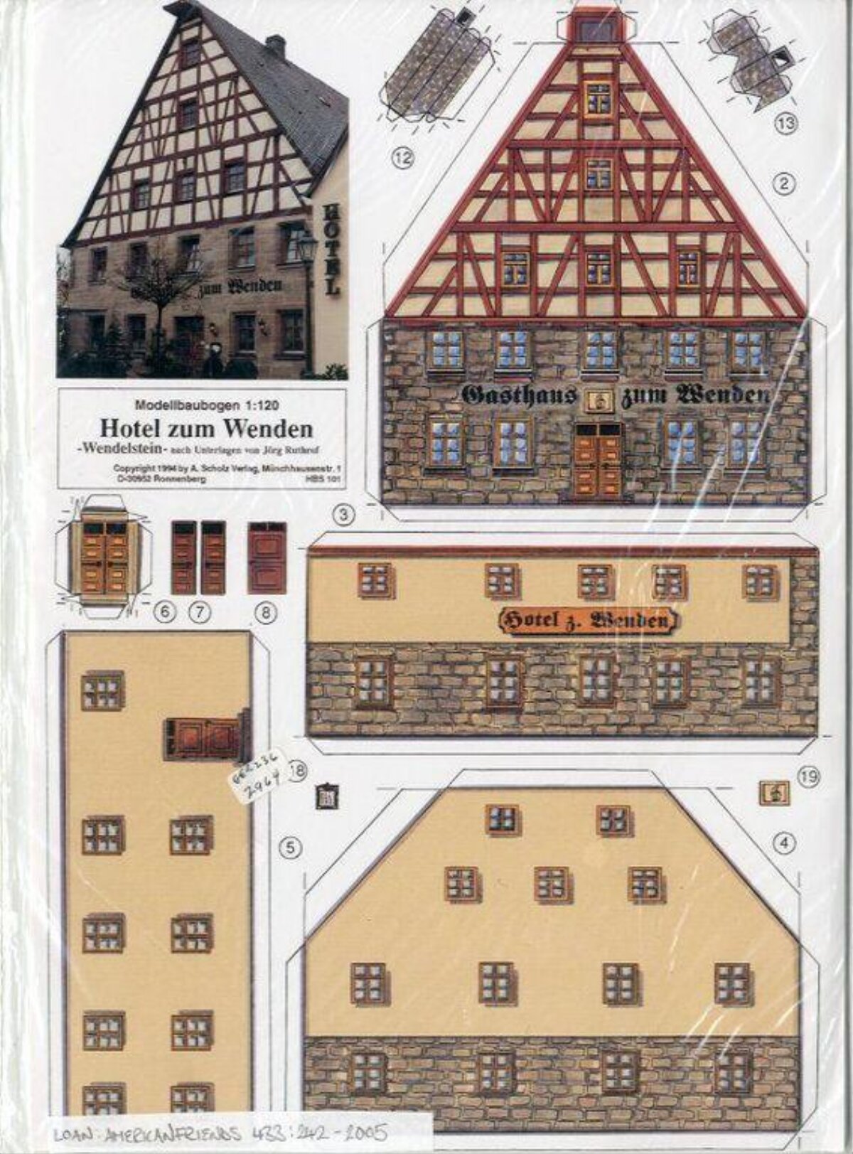Hotel zum Wenden Paper Model Sheet