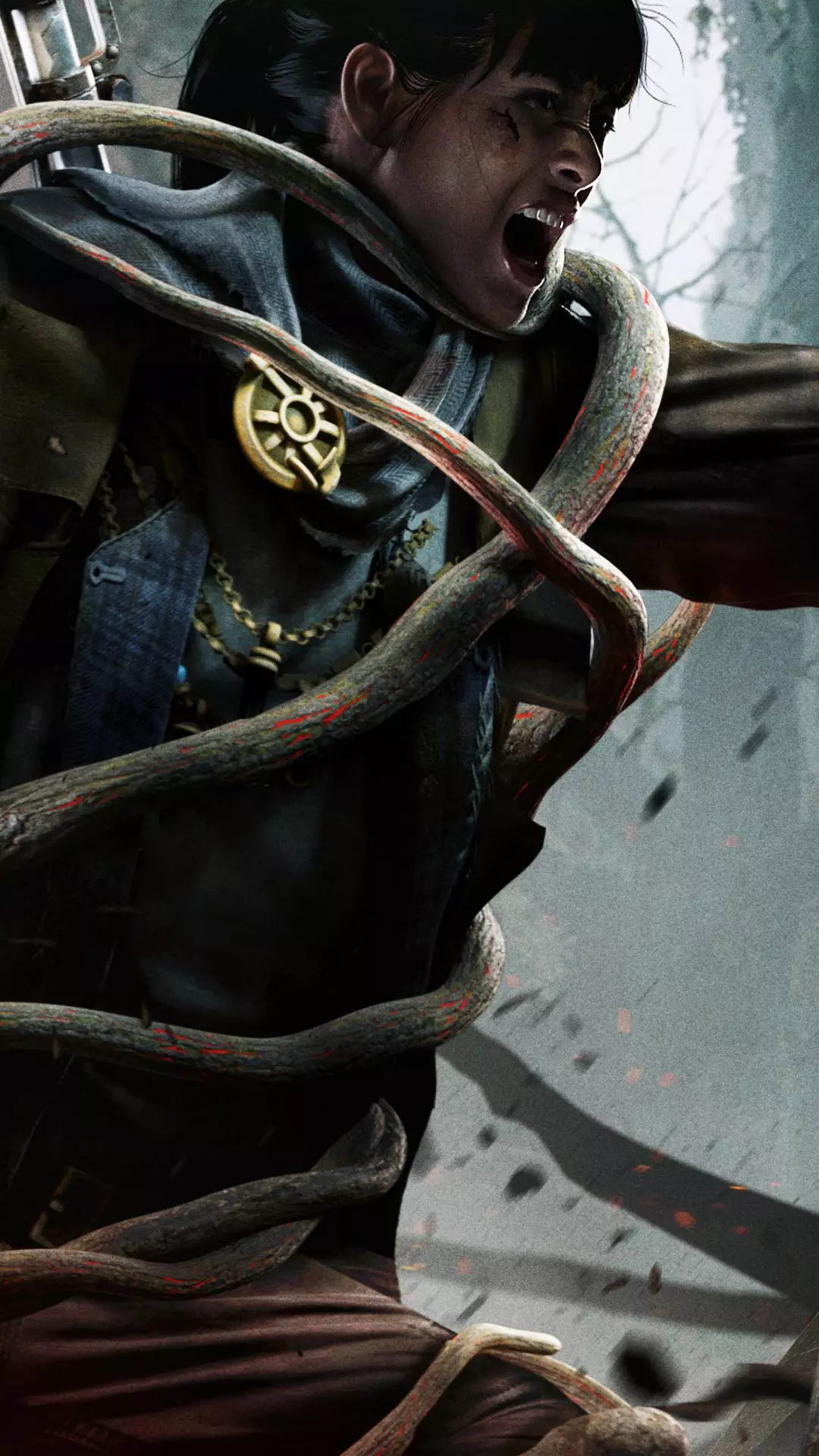Female Warrior Tangled in Monster Tentacles