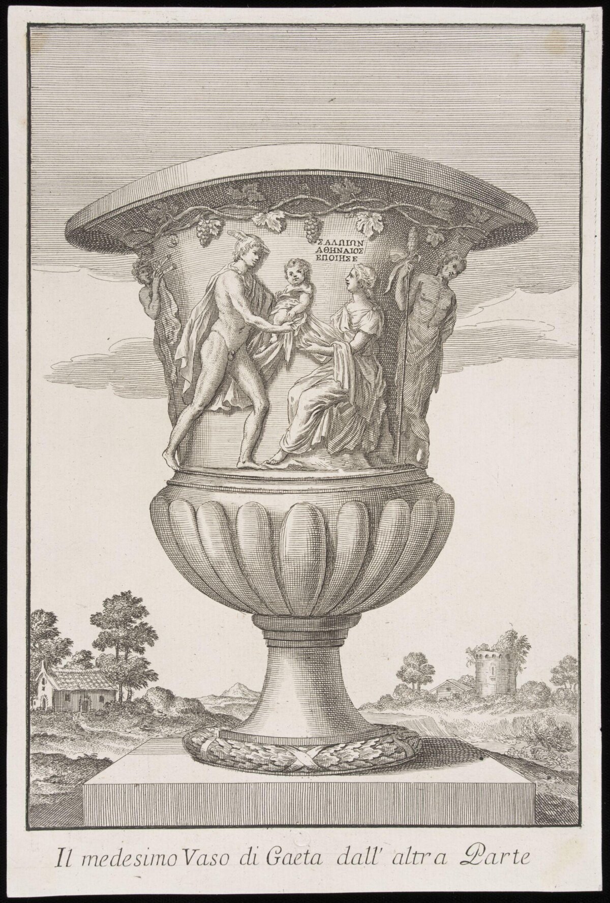 Etching of Gaeta Vase Reverse Side