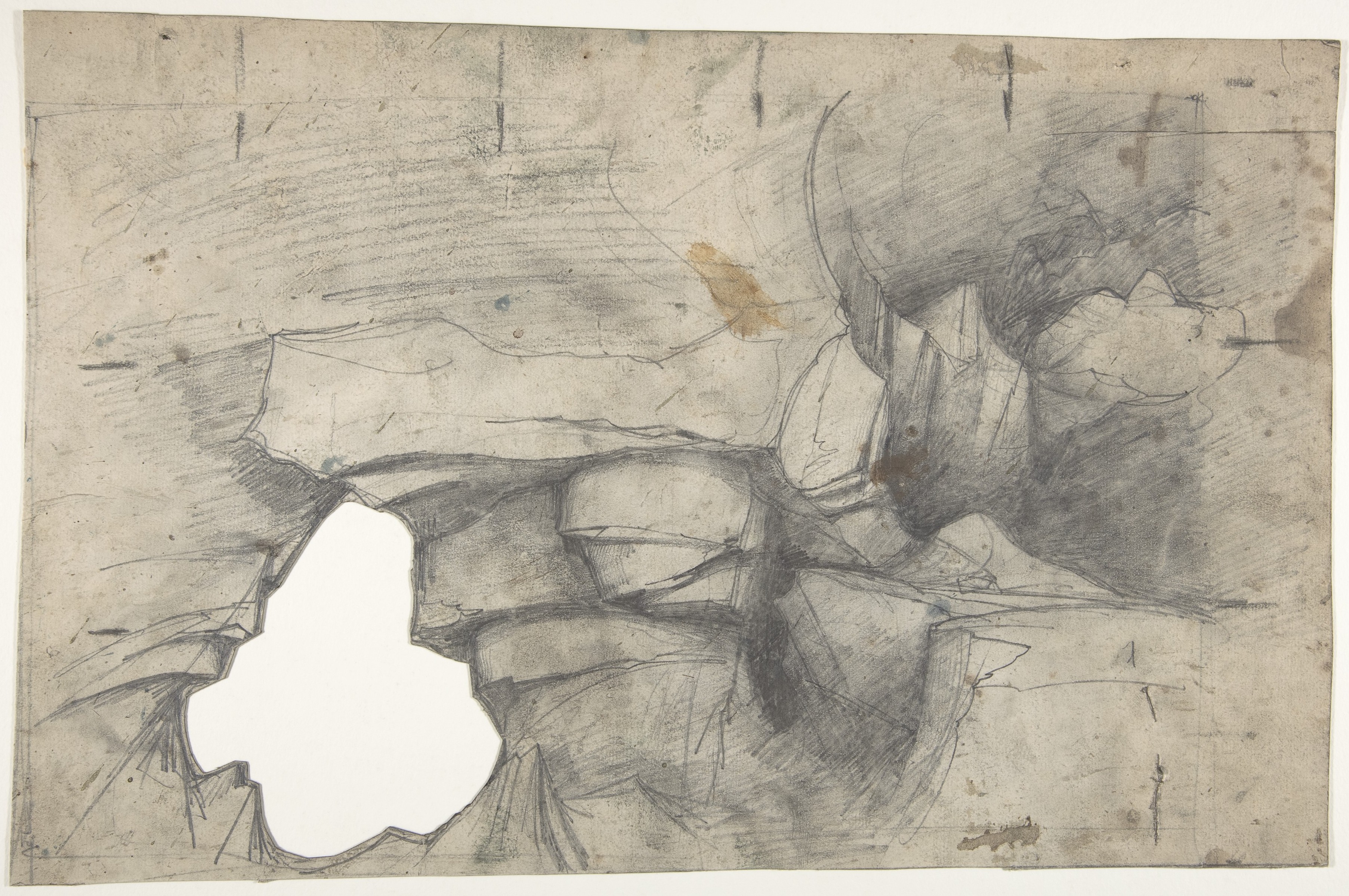 Pencil Sketch of Cave Interior