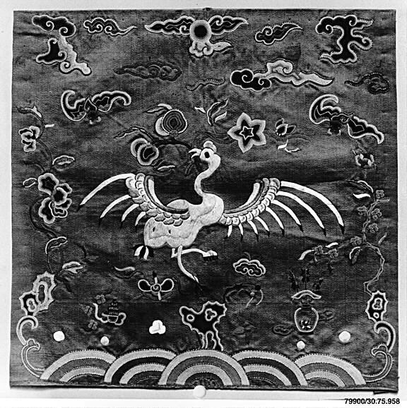 Ancient Chinese Embroidered Crane Rank Badge