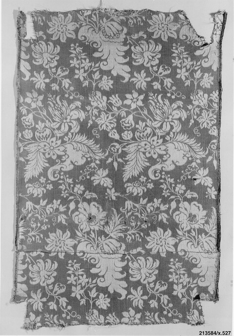 Antique Floral Pattern Textile Fragment