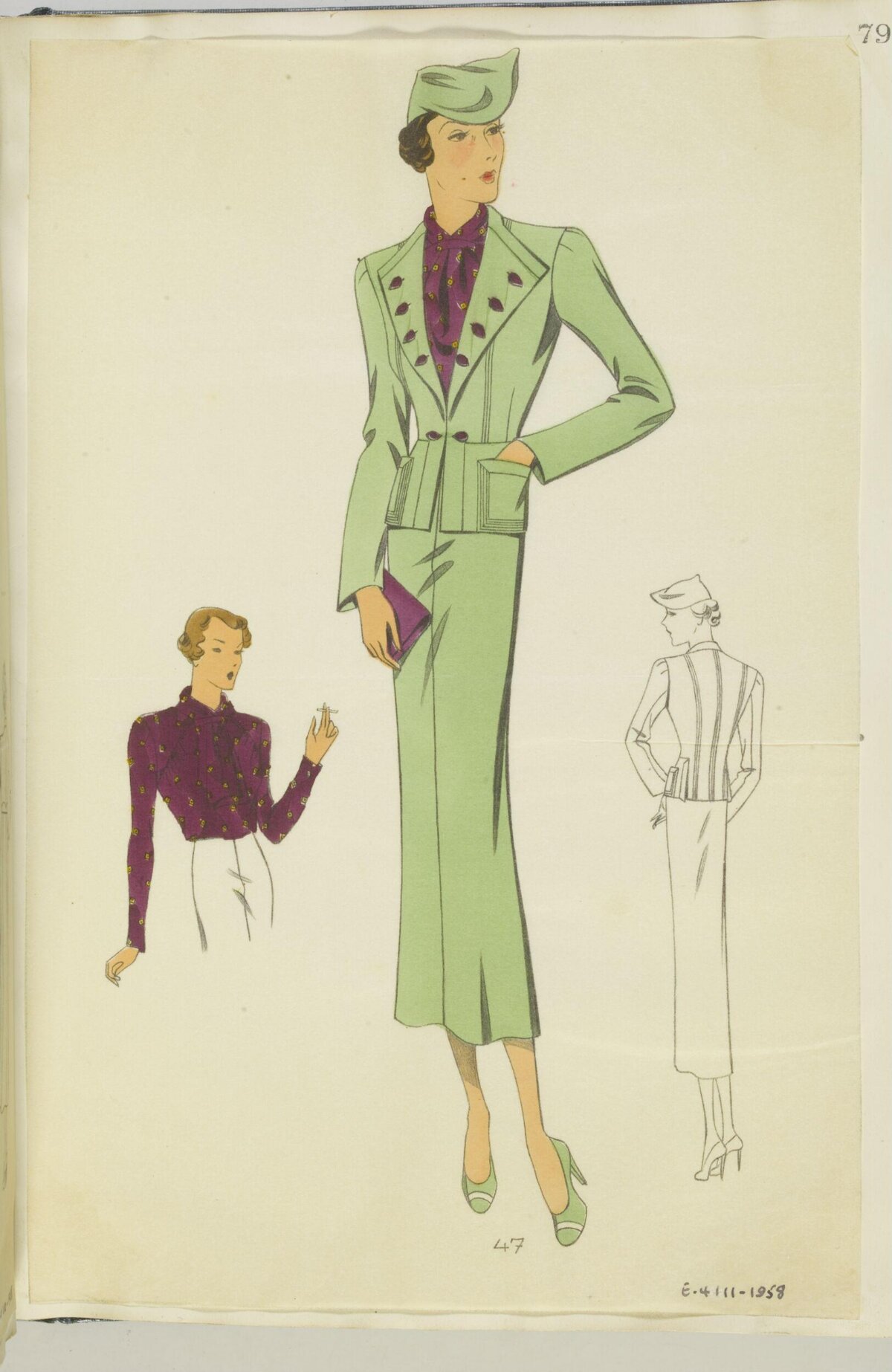 Vintage Women's Suit Fashion Sketch