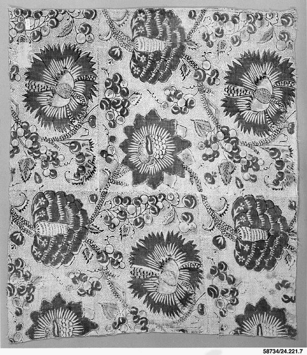 Antique Floral Printed Textile Fragment
