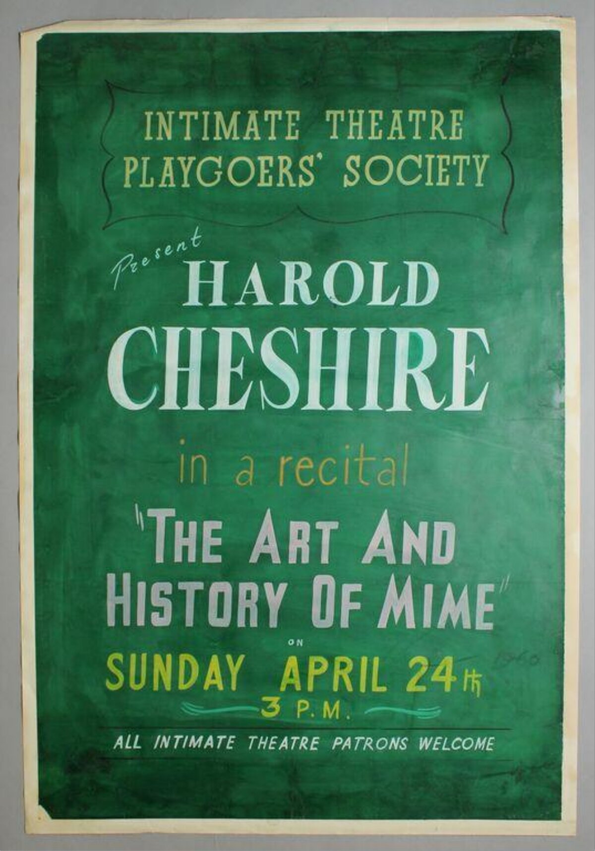 Harold Cheshire Mime Recital Poster