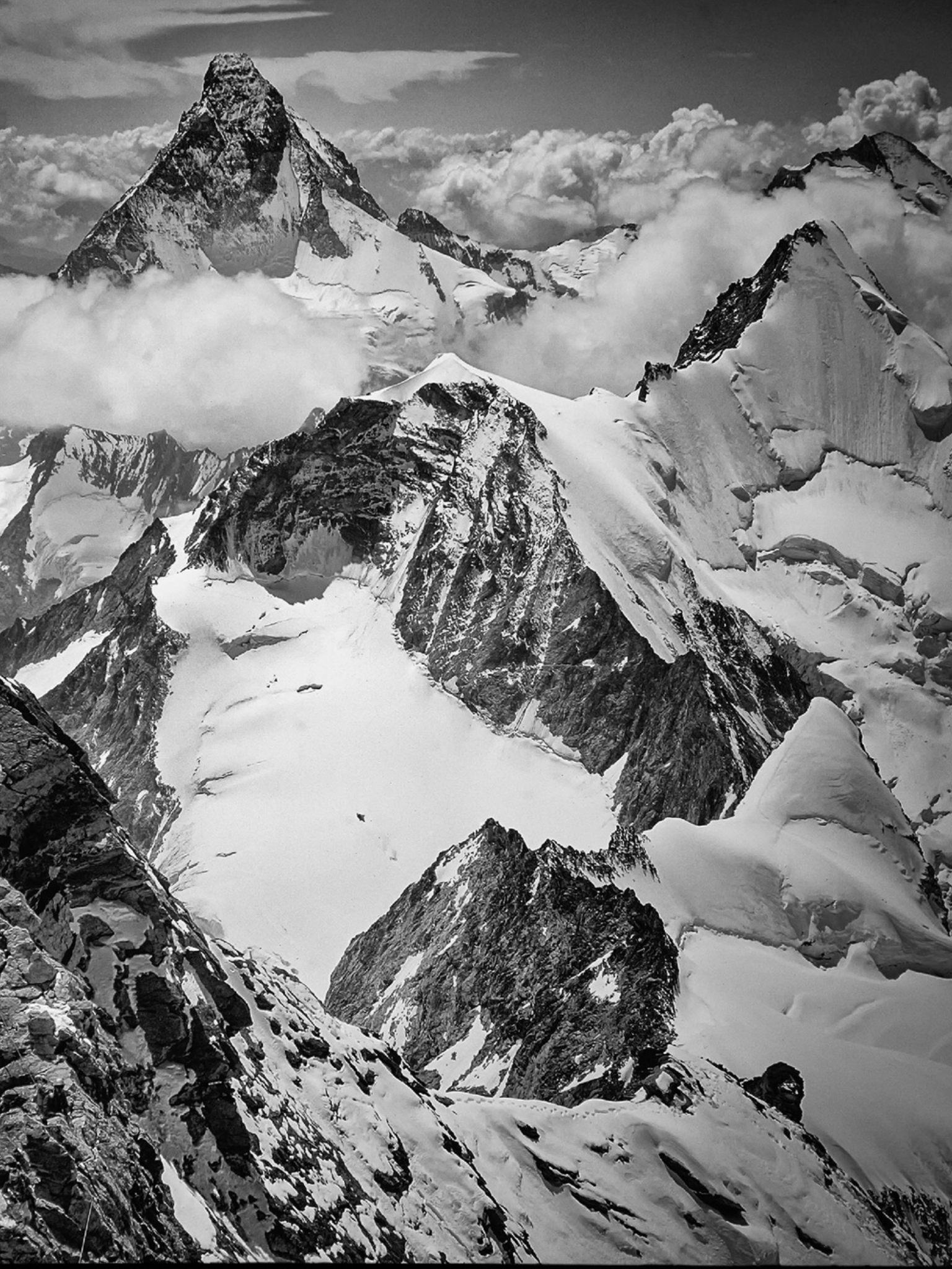 Snow-capped Alpine Mountain Peaks