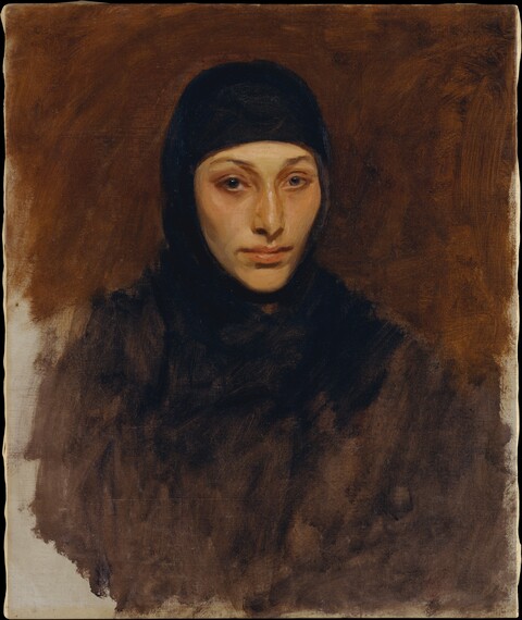 Portrait of Woman in Dark Headscarf