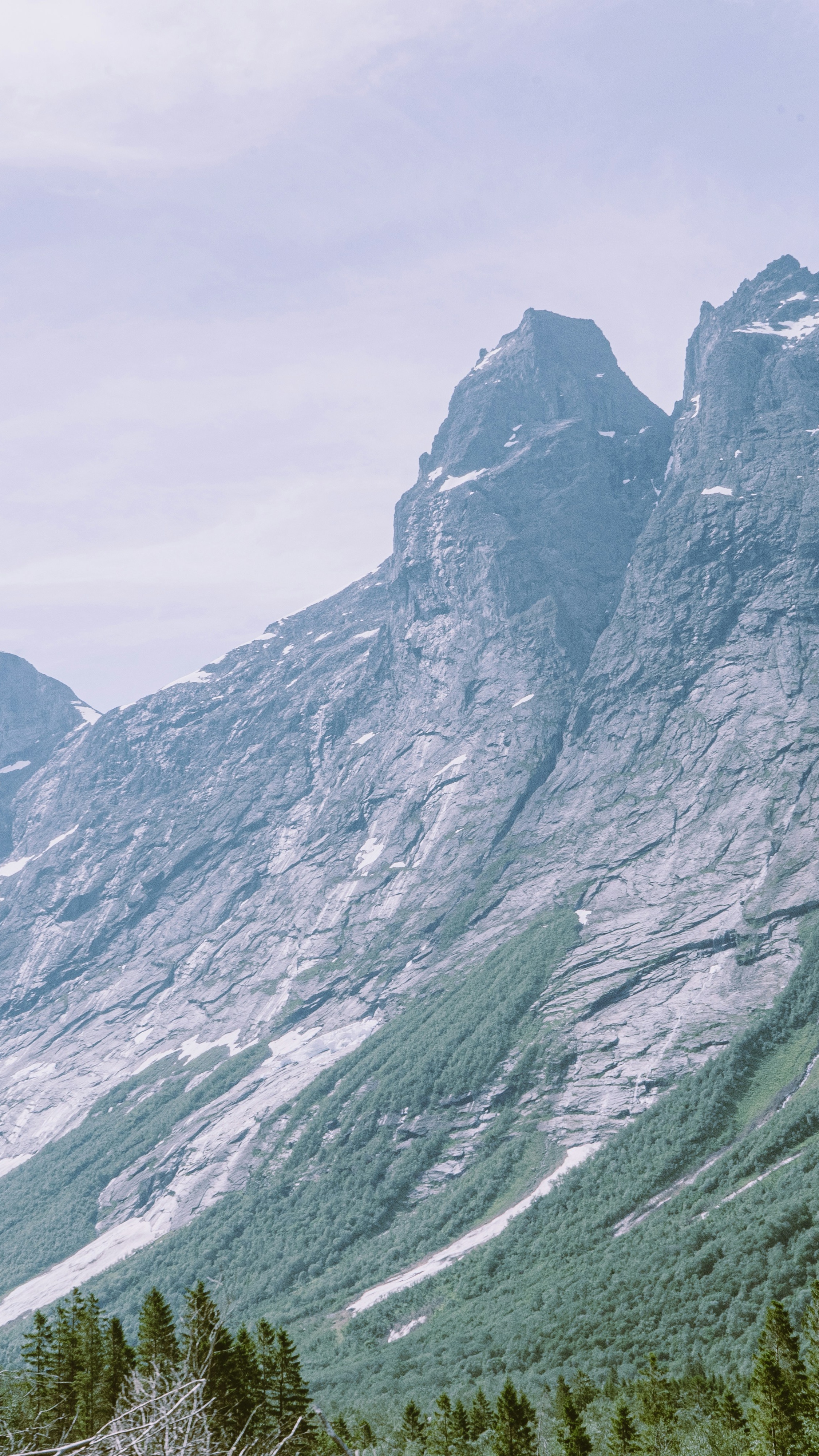 Jagged Snow-dusted Mountain Peaks
