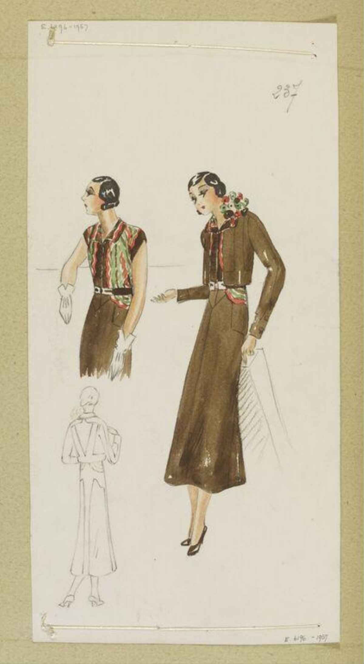 1930s Women's Fashion Design Sketch