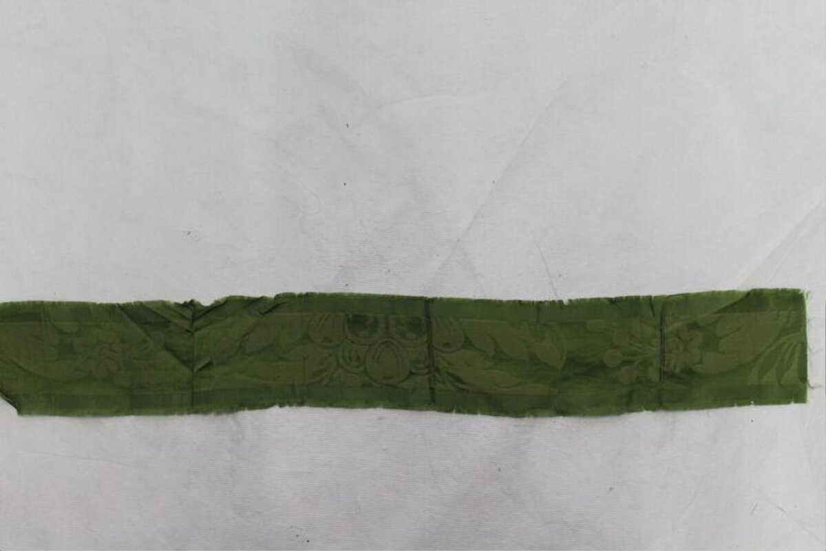 Green Antique Patterned Fabric Fragment