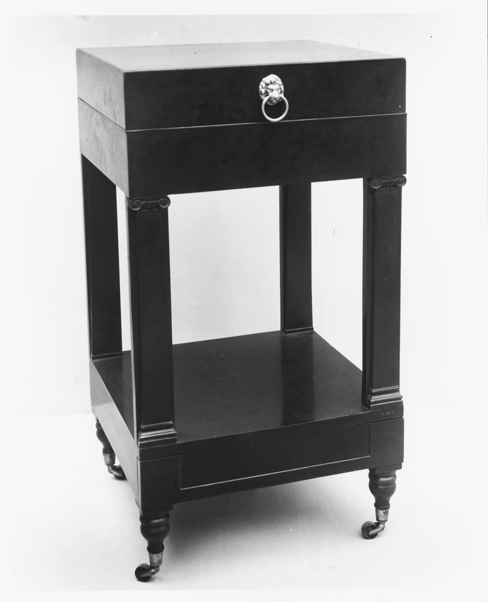 Black Wheeled Side Table with Drawer