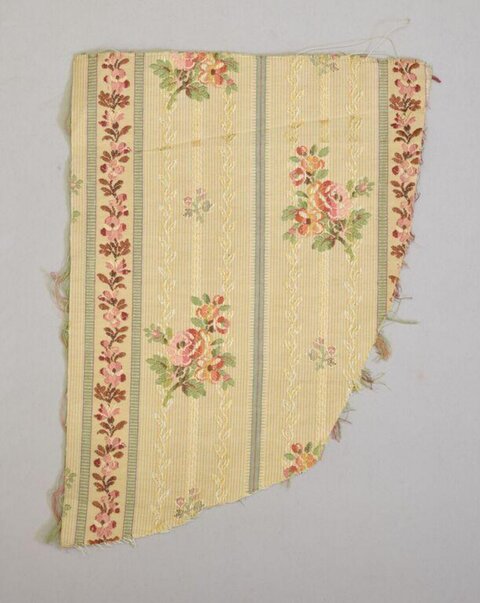 Vintage Floral Striped Fabric Fragment