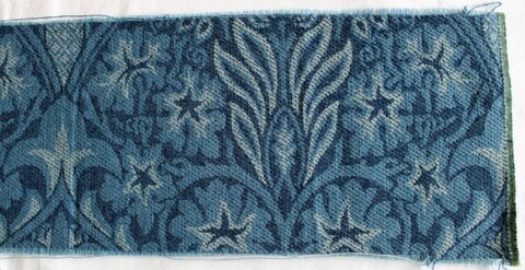 Blue Leaf Star Patterned Woven Fabric