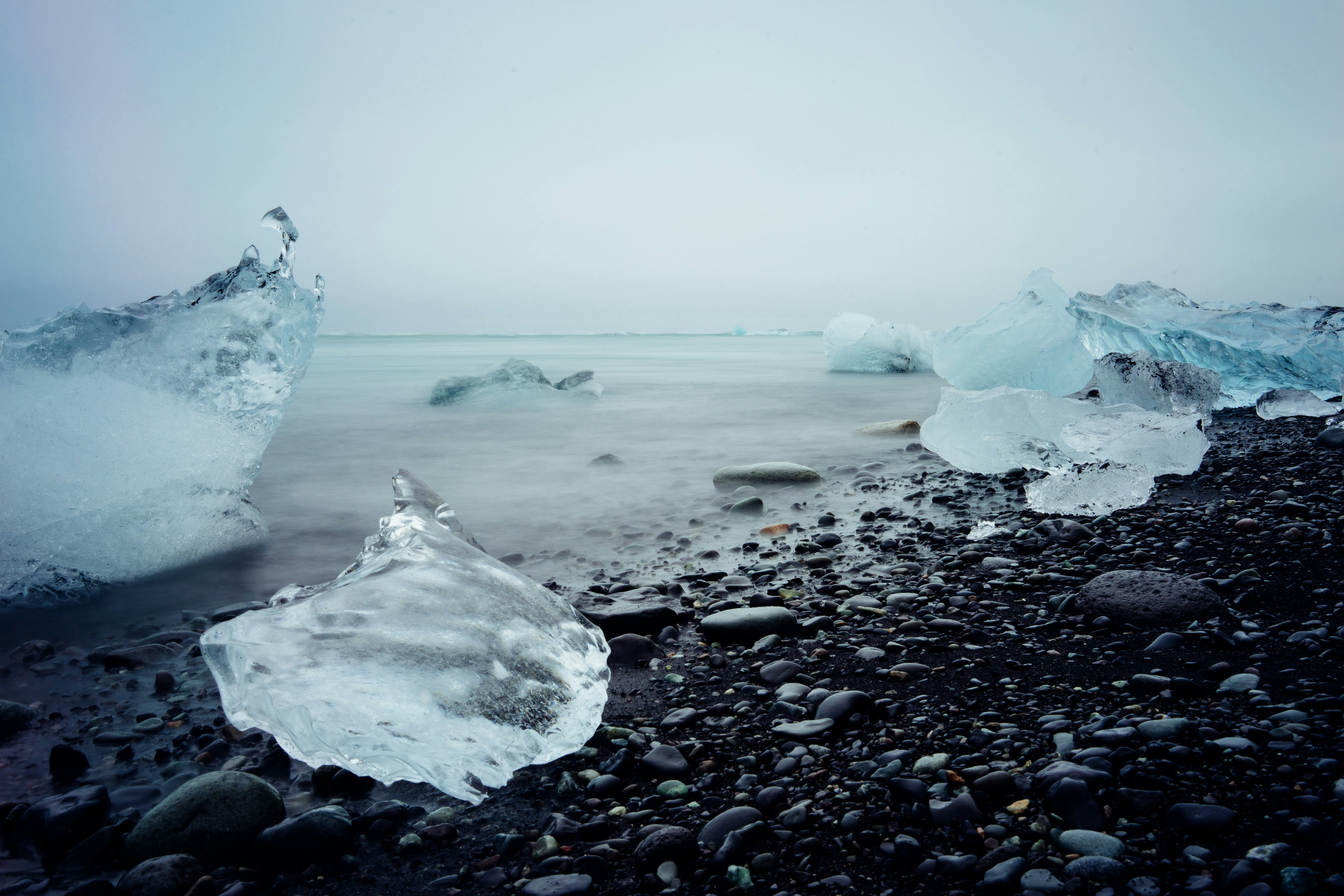 Ice Blocks on Black Sand Beach