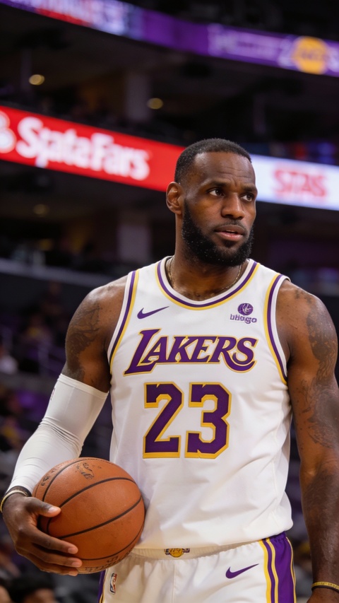 LeBron James Holding Basketball