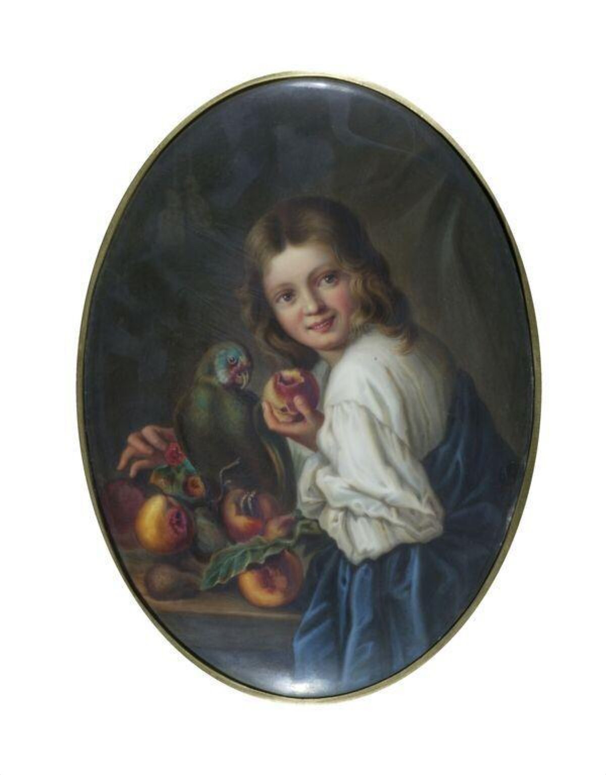 Portrait of Girl With Fruit and Parrot