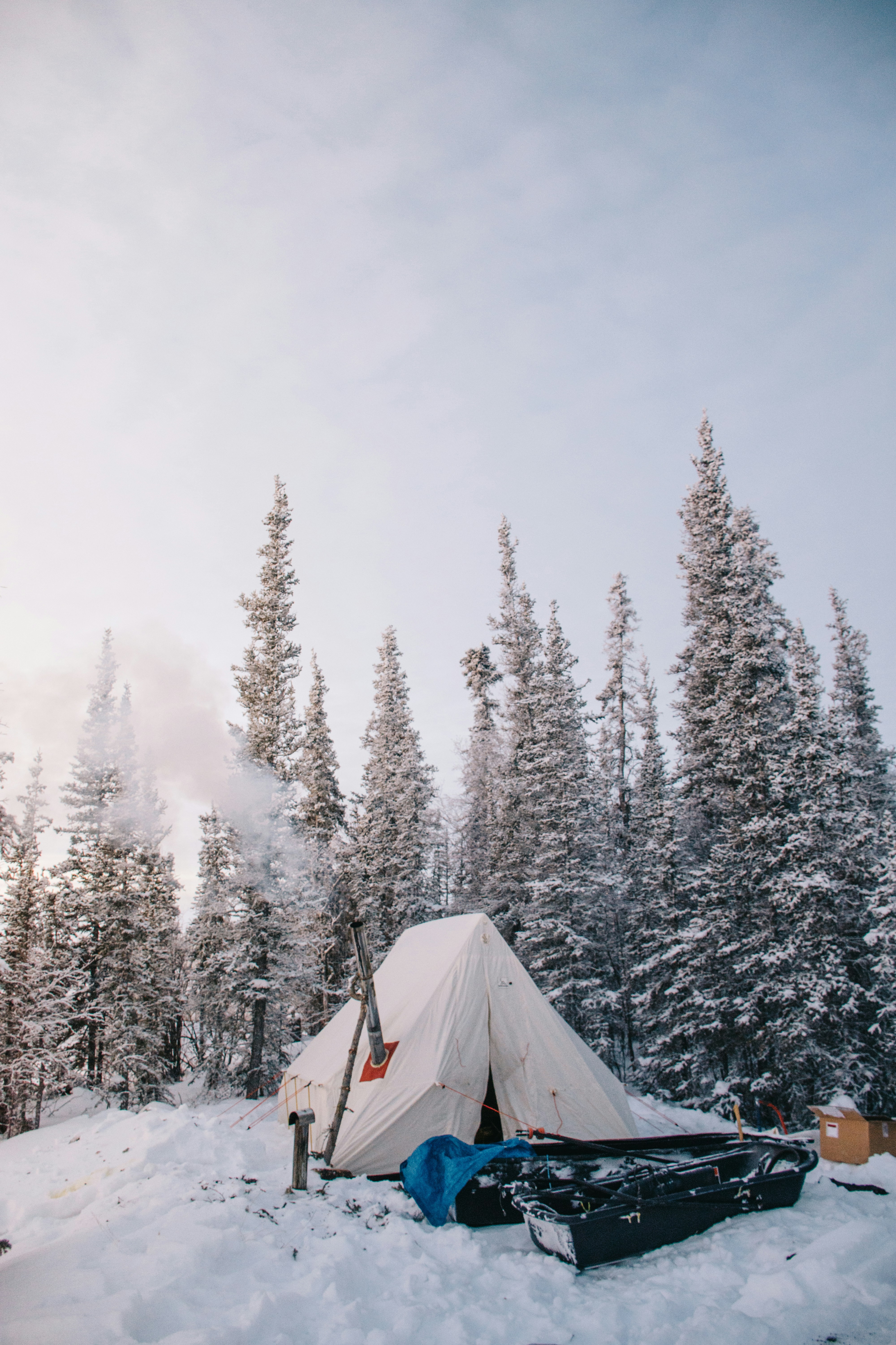 Snowy Winter Forest Campsite