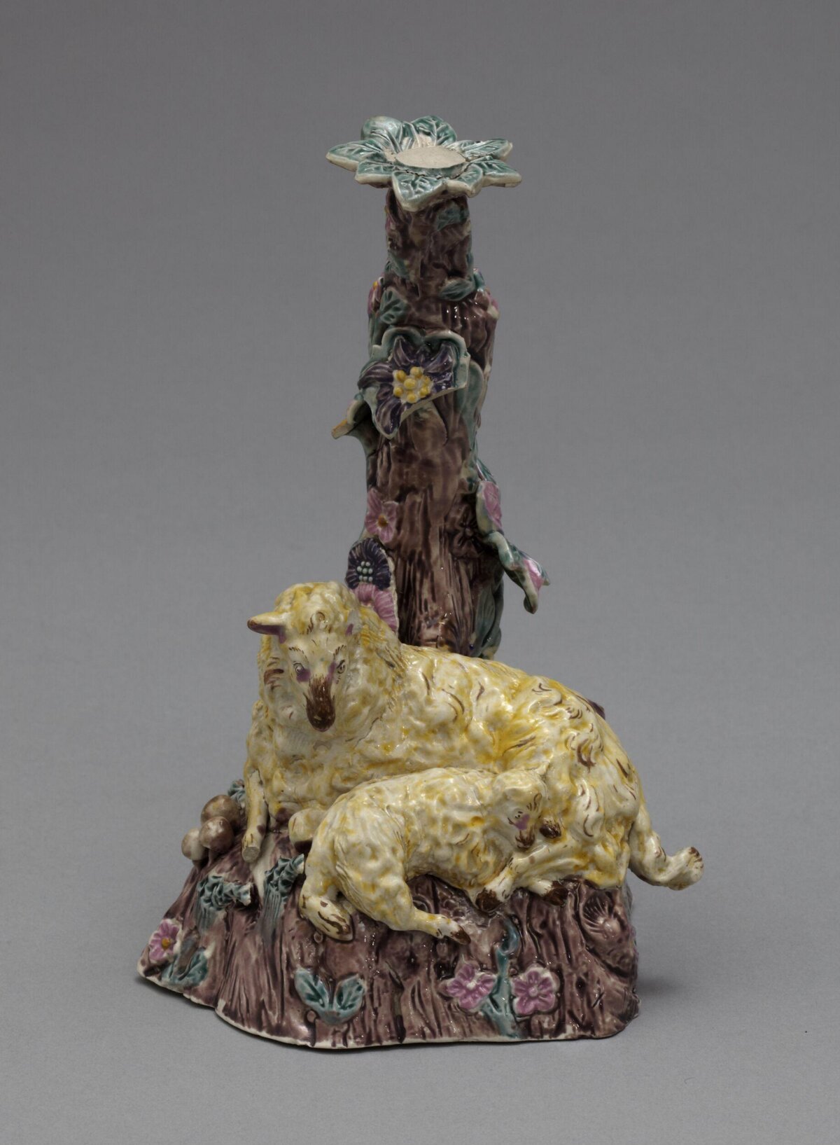 Ewe and Lamb Ceramic Candlestick