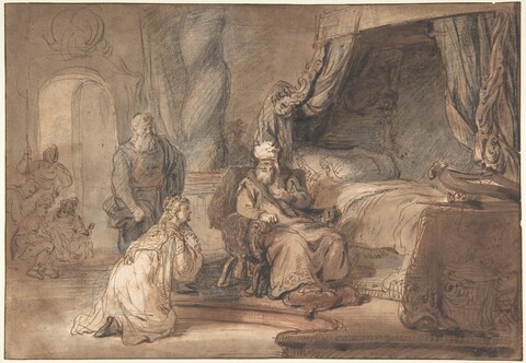 Woman Kneeling Before Crowned King Sketch