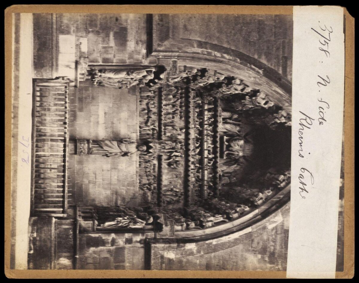 Old Photo of Reims Cathedral North Portal