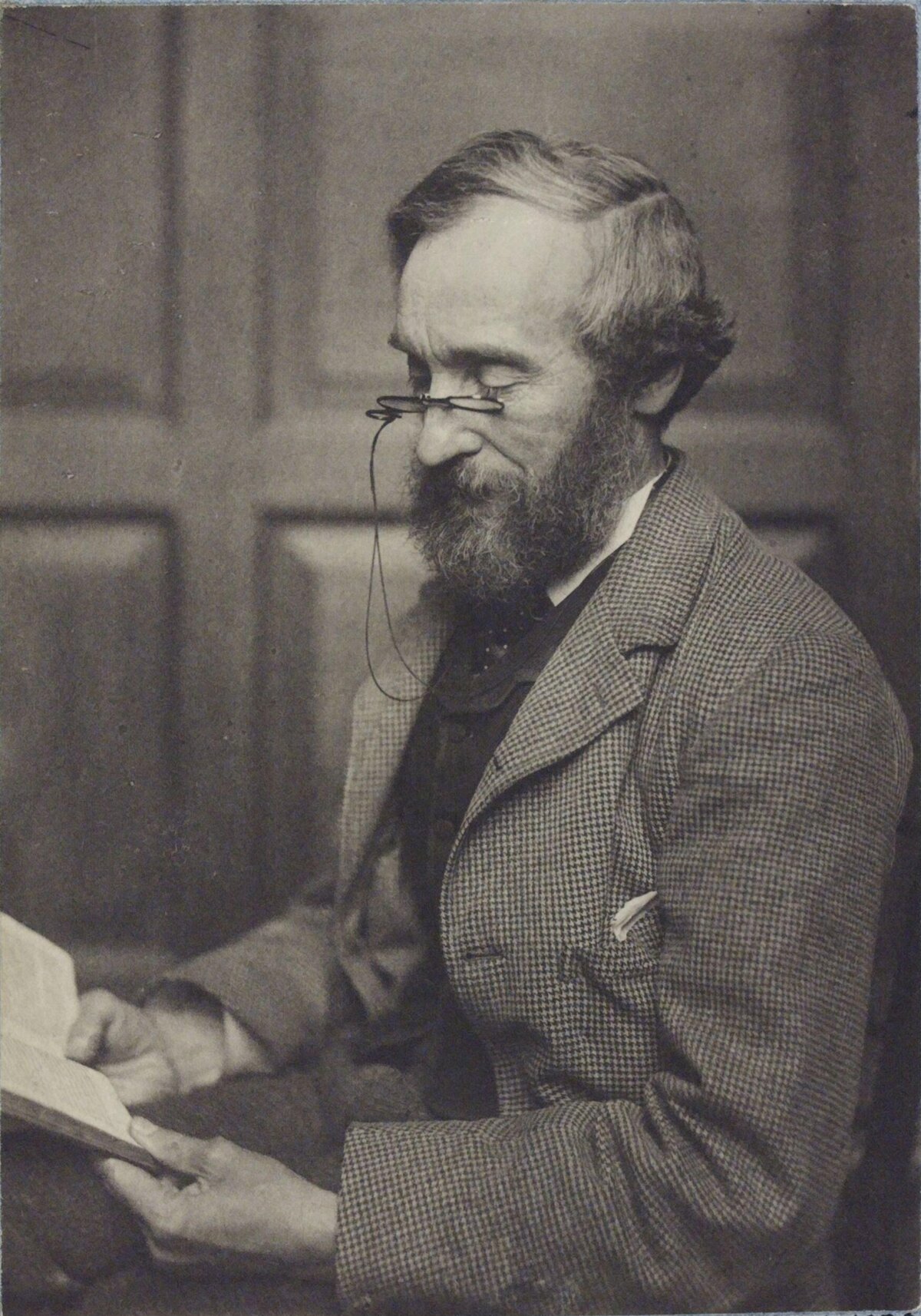 Vintage Portrait of Man Reading Book