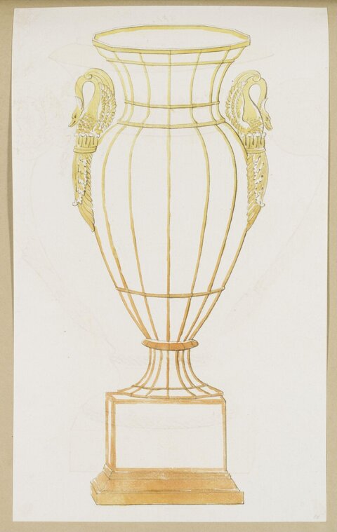 Golden Swan Handled Vase Design Drawing