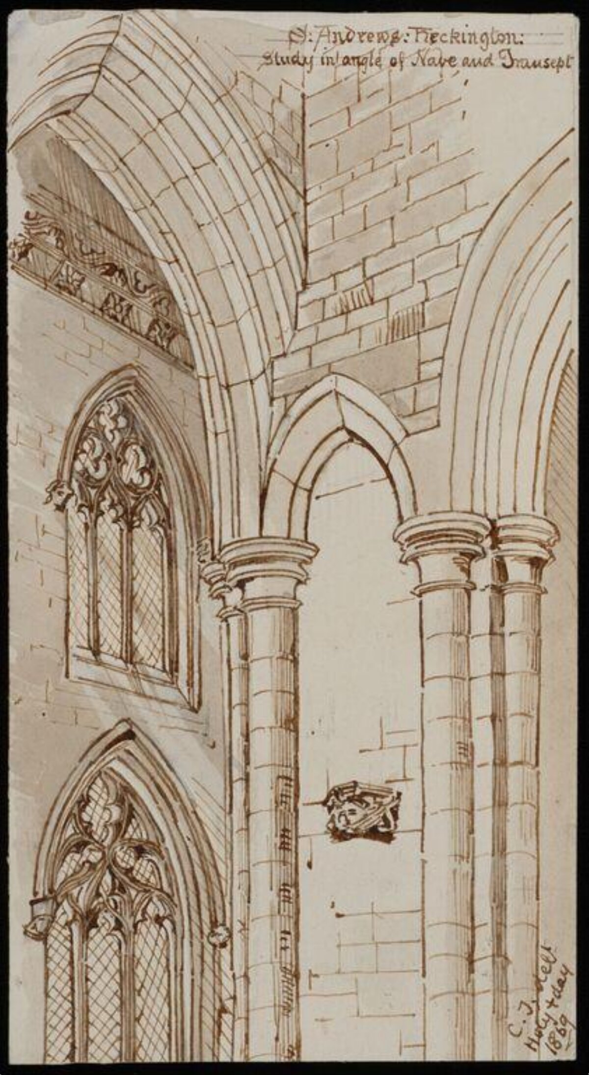 Gothic Church Interior Architectural Sketch