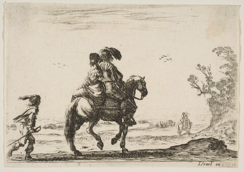 Two Riders on a Horse Ink Sketch