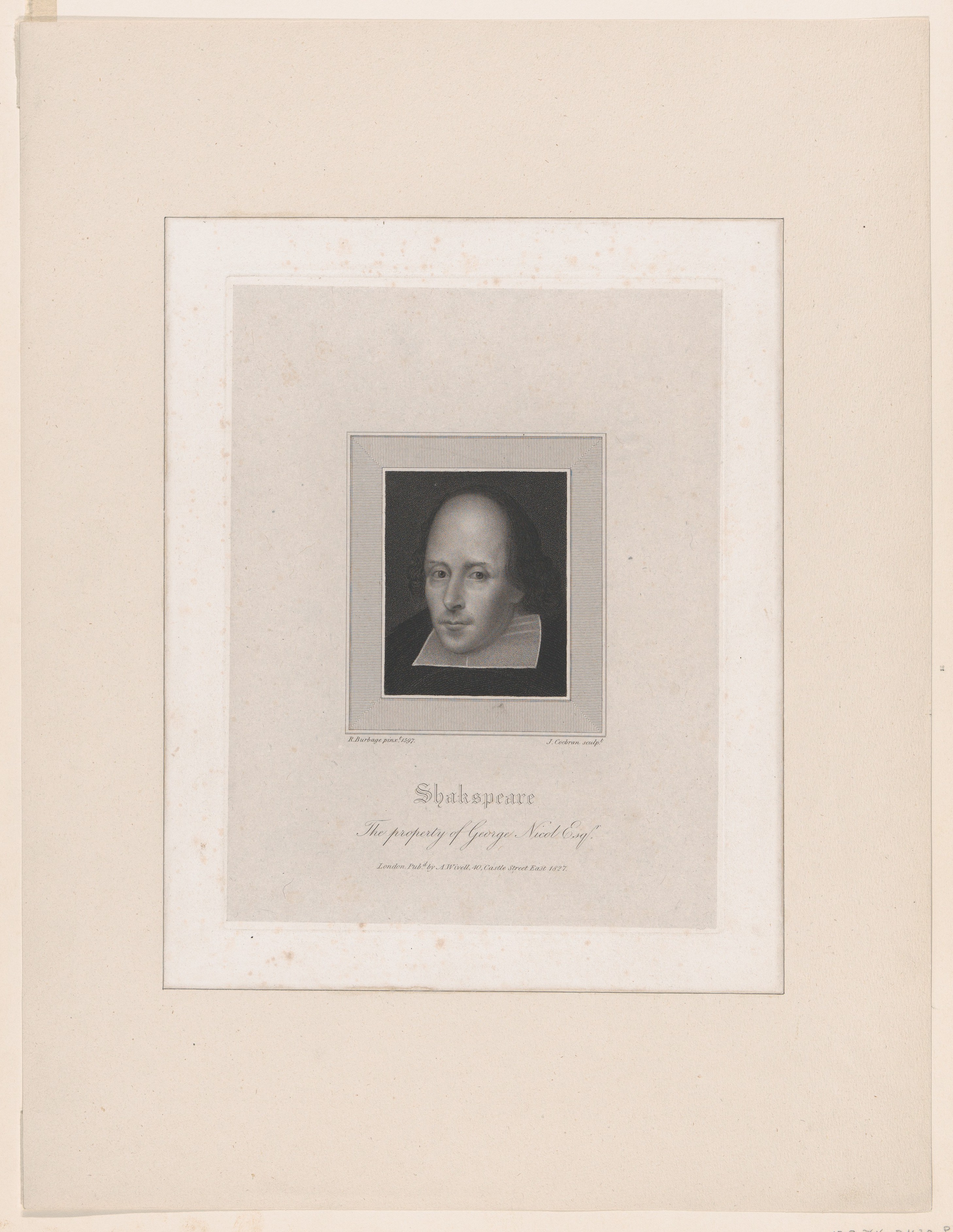 1827 Engraved Portrait of Shakespeare