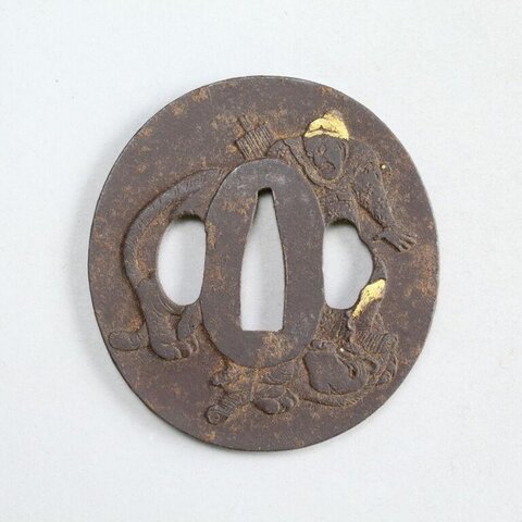 Carved Iron Japanese Sword Tsuba